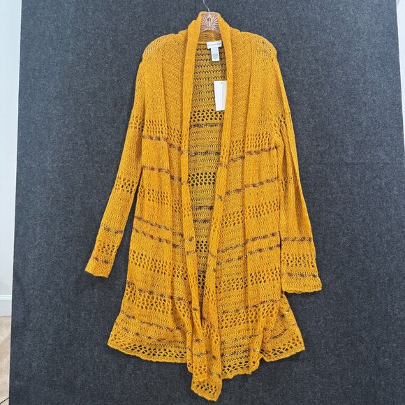 Soft Surroundings Duster Cardigan Women's Extra Large Petite Mustard Yellow Open - Picture 1 of 8